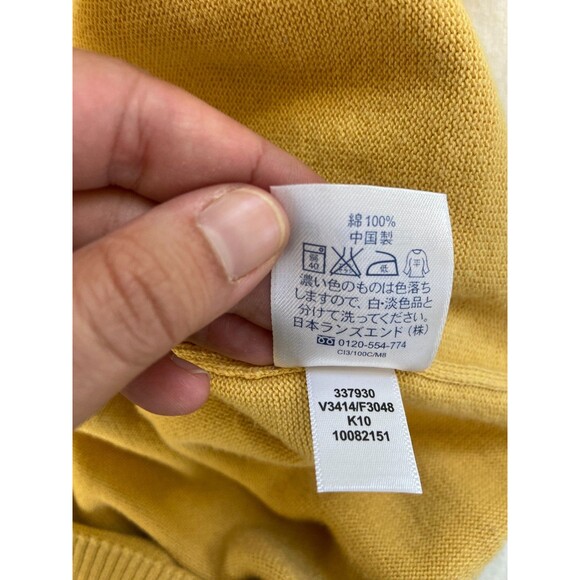 EUC Lands' End V-Neck Long Sleeve Sweater Men Large 42-44 Yellow Preppy Cotton - Picture 5 of 9